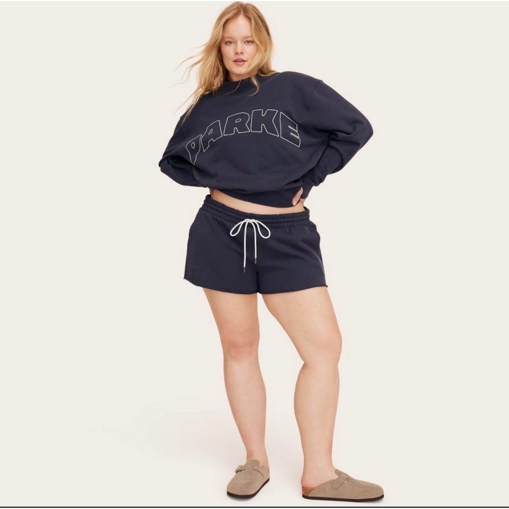 Parke x Target Navy Blue French Terry Mid Rise Cotton Sweatshorts Womens Medium